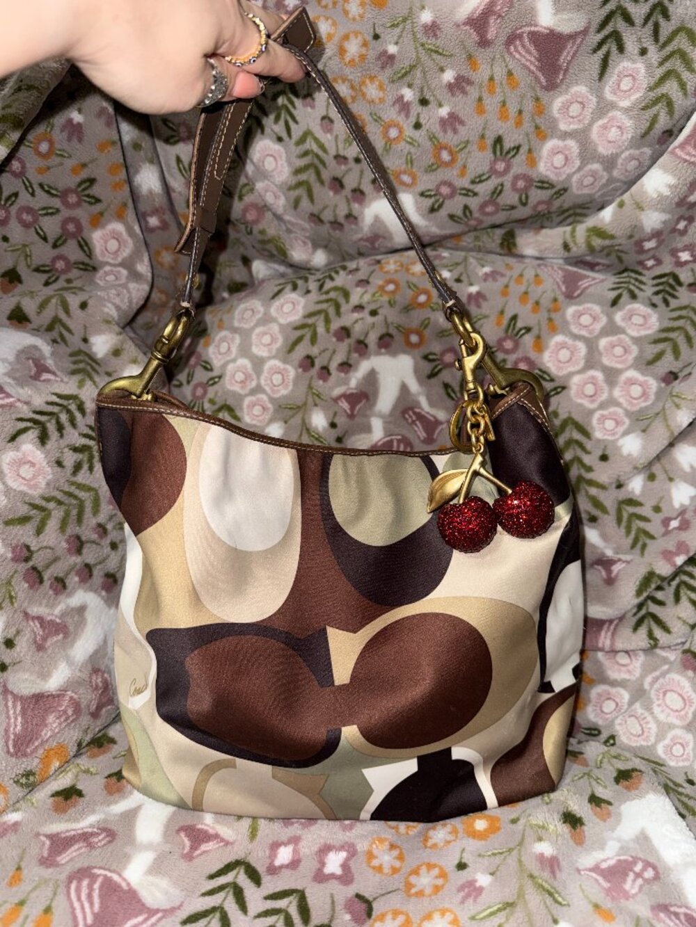 RARE Coach Signature Scarf Print Ergo Shoulder Tote Bag